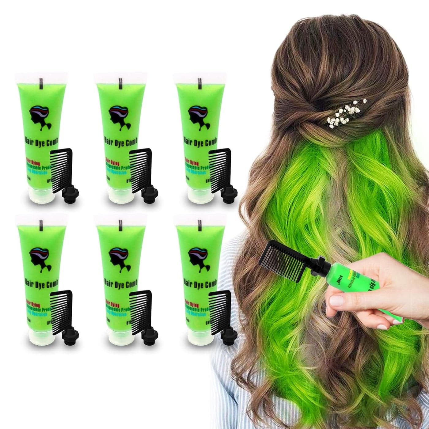 Temporary Green Hair Dye for Kids Washable Color Suitable for Black Brown Hair Halloween Party Gift for Girls 712 Years Old