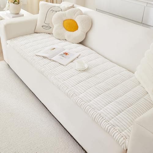 Awjcsv Couch Cover for Dogs Washable Fuzzy Pet Couch Covers for 2 Cushion Sofa Pet Friendly Non Slip Sofa Cover White 276 x 5970 x 150cm