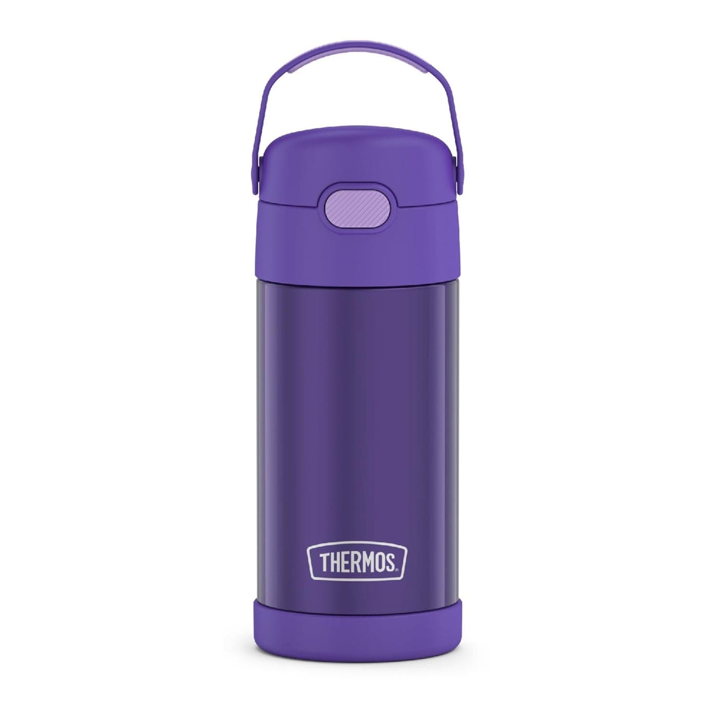 THERMOS FUNTAINER Water Bottle with Straw 12 Ounce Kids Stainless Steel Vacuum Insulated Water Bottle with Lid Violet