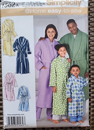 Simplicity 1562 Easy to Sew Childs Teens and Adults Robe Sewing Patterns Youth Sizes XSL and Adult Sizes XSXL