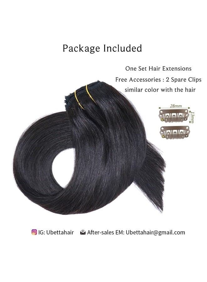 Clip in Hair Extensions Real Human Hair Clip in Extensions 7 Pieces 70G Natural Black Hair Extensions Clip in Human Hair 18 Inch Seamless Double Weft Remy Human Hair Clip in Extensions for Women