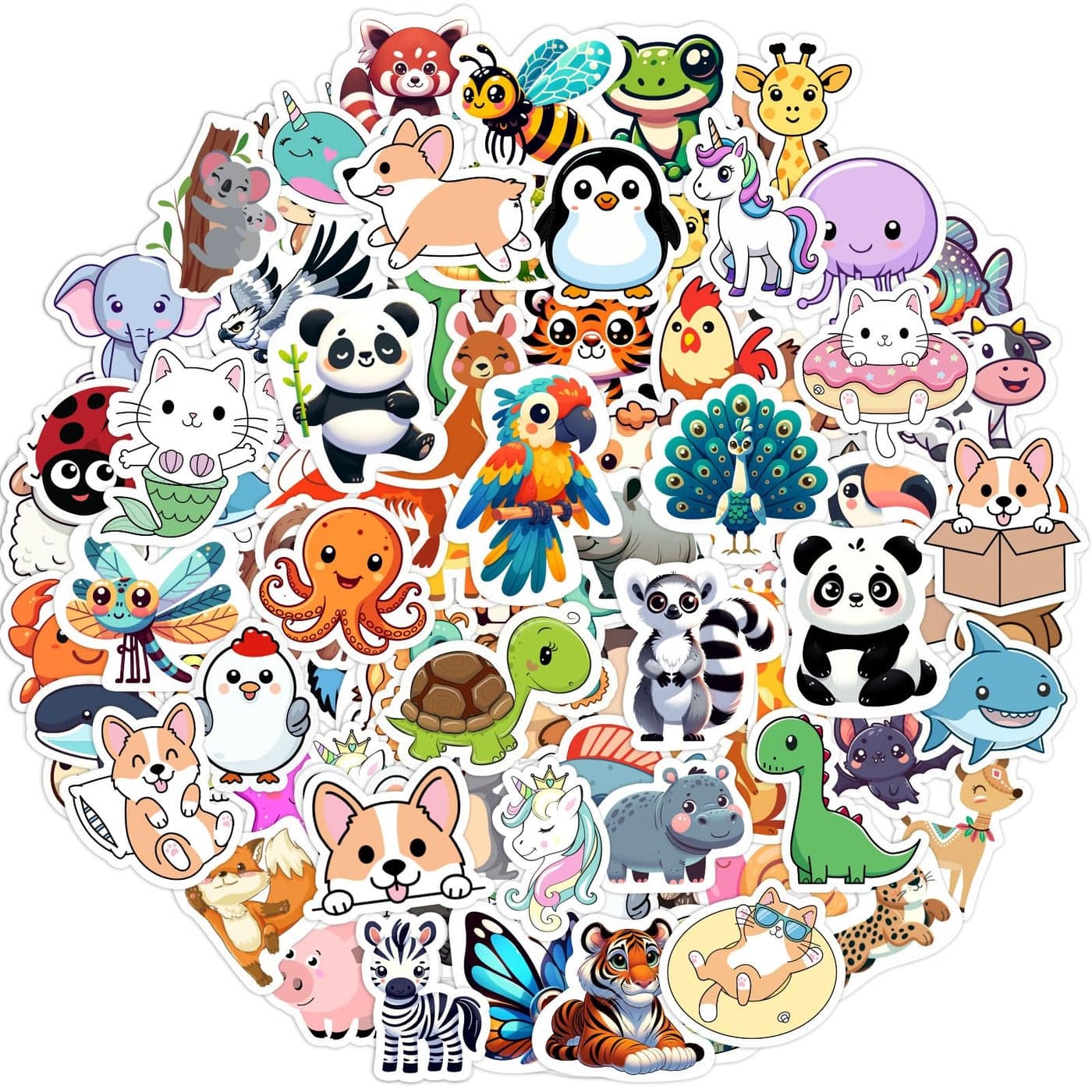 RINOLY 100 PCS Water Bottle Stickers for KidsWaterproof Vinyl Animal Stickers for KidsSkateboardLaptop Stickers for Girls Boys Classroom Prizes