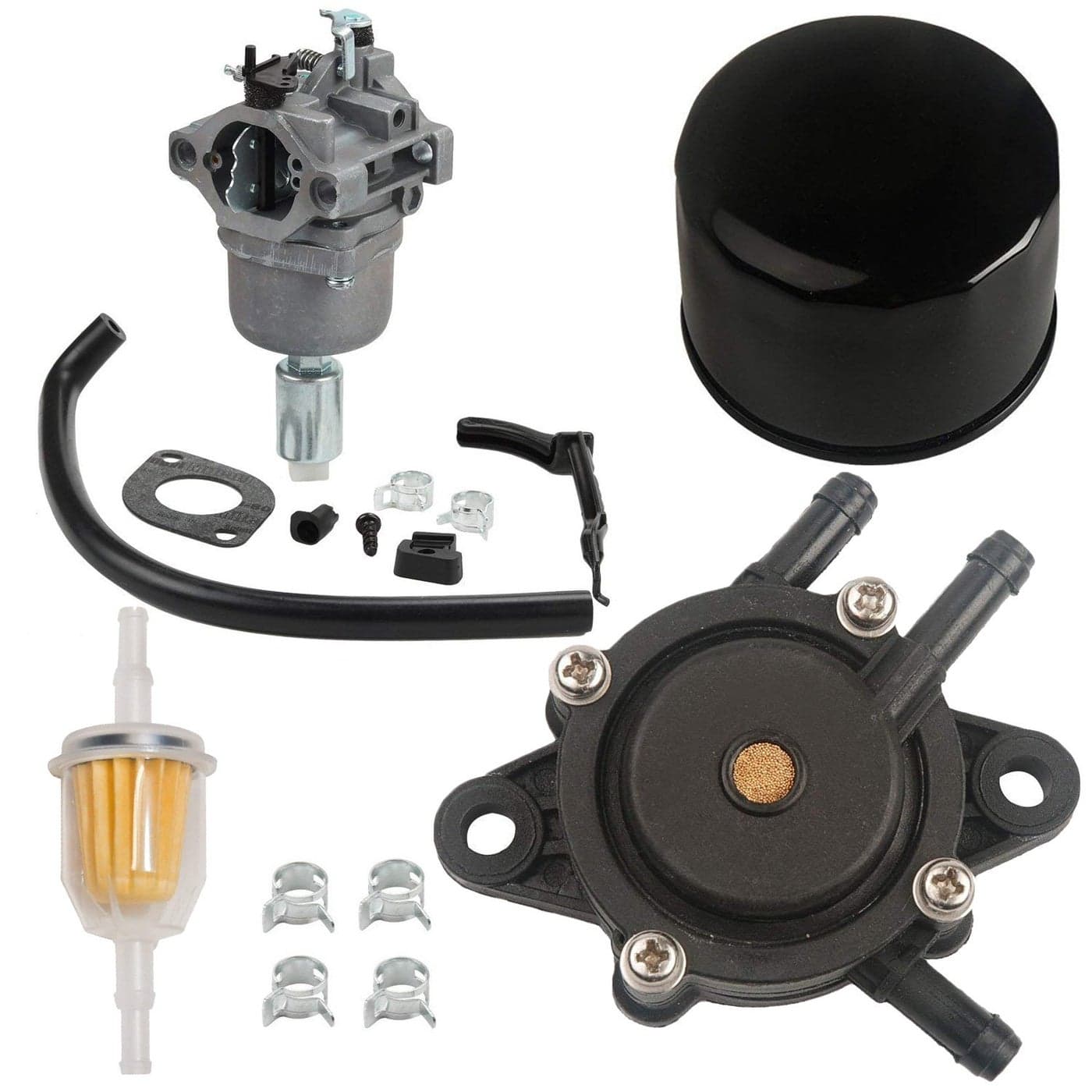 HIFROM Carburetor Carb Kit Fuel Pump Fuel Filter with Oil Filter Replacement for John Deere 108 L105 102 115 105 X120 X145 L107 L108 LA125 LA115 LA105 D110 D105 Lawn Tractor MIA12509 MIA11474