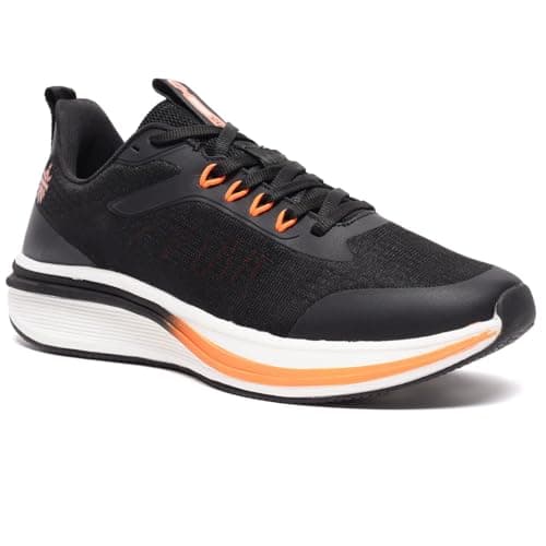 CULT Men's Versa Freeway Running Shoes, Knitted Upper, Enhanced Cushioning, Enhanced Grip, High Traction, Sports Footwear for Men (CS703885UK7_Black/Red_UK7)