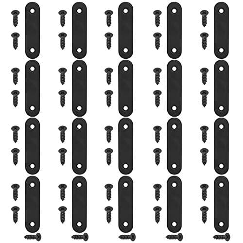 Hilitchi Straight Bracket Stainless Steel Black Straight Corner Braces Straight Flat Brace Mending Repair Flat Plates with Screw (60mm, 20 Pack)