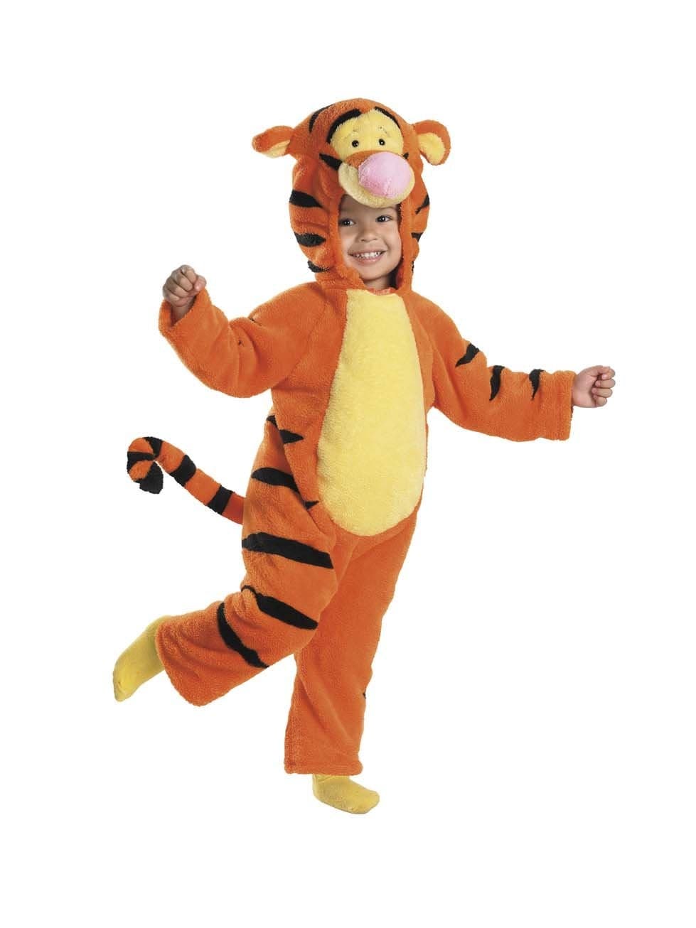 Tigger Deluxe Two-Sided Plush Jumpsuit Costume - Medium (3T-4T),Orange