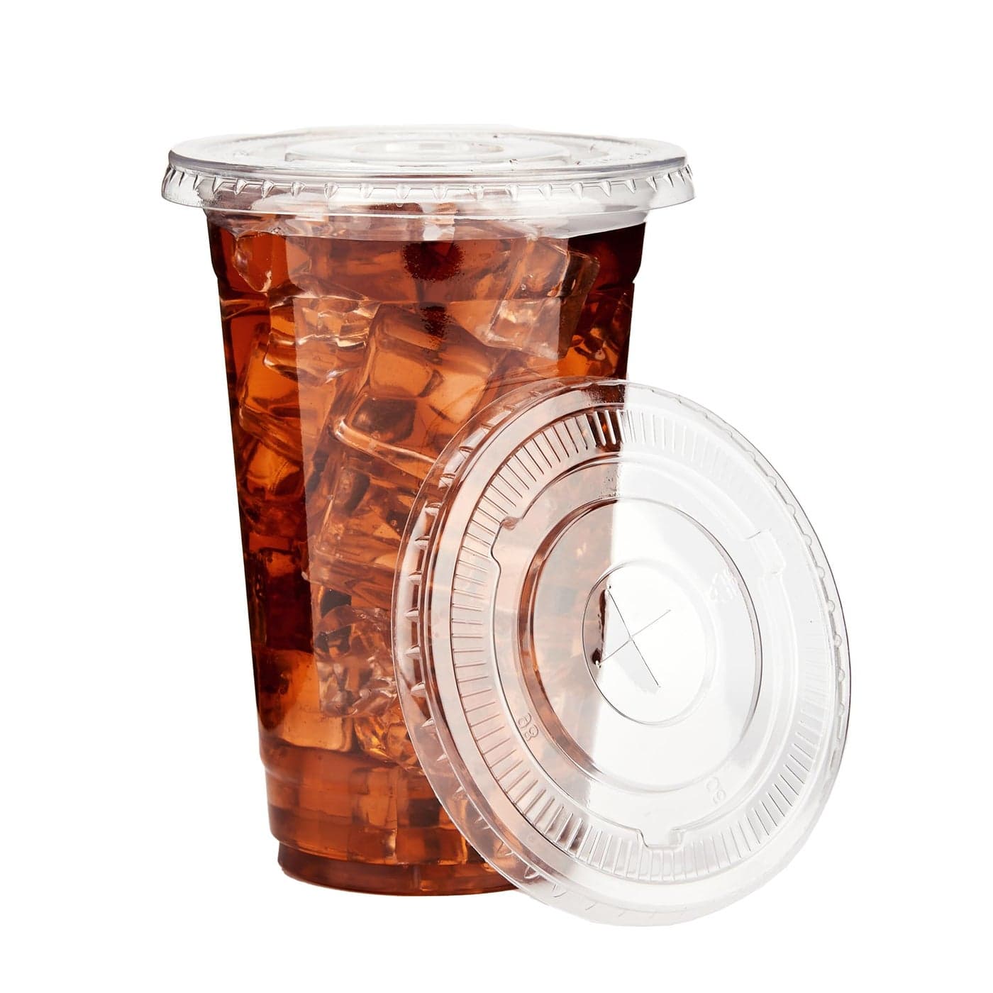 YEEHAW 16 oz 100 Pack Disposable Iced Coffee Cups with Lids Clear Plastic Cups with Lids Cold Crystal Drink Cup for Party