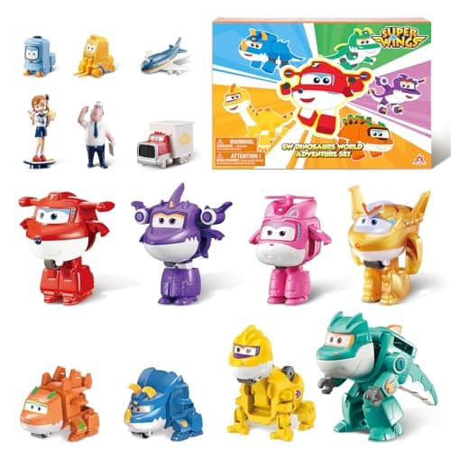 Super Wings 14Pack Transforming Toys 2 inch Airplane Collector Character Toy with Dinosaur Mini Collectible Action Figure with Poke Open Gift Pack Small Figurines Kids Toy for Boys Girls Ages 3 Up