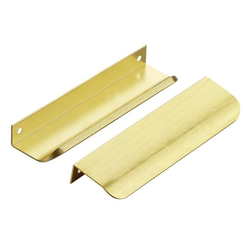 Ravinte Hardware 30 Pack Gold Cabinet Handles 59 Inch 150mm Finger Edge Pulls 5 Inch Hole Center Finger Pulls for Cabinets