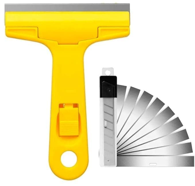 Vroxy Portable MultiPurpose Hand Tool for Tiles Scraper Shovel Cutter with 3pcs Extra Blades Floor Scraper with Durable Plastic Handle 1Pcs