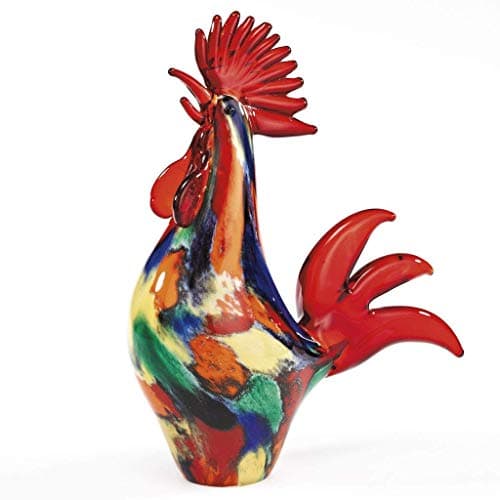 Badash Murano-Style Art Glass Rooster Figurine - 11" Tall Decorative Artistic Glass Mouth-Blown Sculpture - Colorful Handmade Home Decor & Gifts