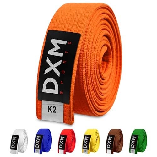 DXM SPORTS BJJ Jiu Jitsu Belt - Taekwondo Karate Belt - Martial Arts Uniform Ranking Judo Belt Double Stitched for Kids Adult (Orange, 280cm)