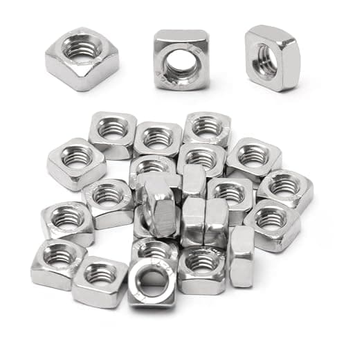 100pcs M5-0.8 Square Nuts, M5 Stainless Steel Square Nut, M5 x 0.8mm 304 SS Nuts, Metric Coarse Thread, No-Spin Design for Classic Car Restorations, Patio Furniture, Wooden Garden Benches and Swings
