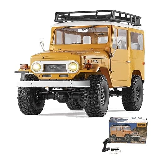 EAZYRC X FMS 110 Toyota Land Cruiser FJ40 RS with Licensed RC Truck Blue All Terrain Waterproof 4WD 35T 550 Motor RC Crawler for Adult24Ghz Remote Control RS VersionYellow