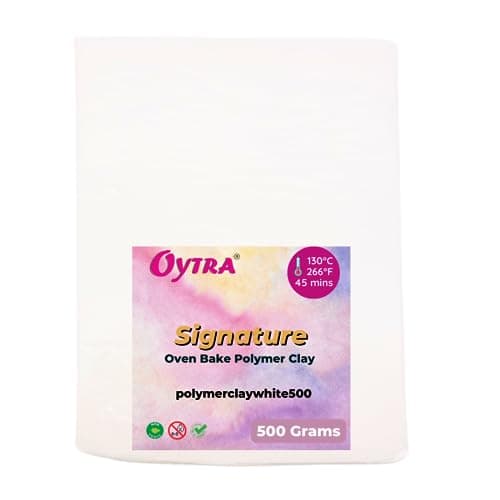 Oytra White Polymer Clay Signature Series Oven Bake for Jewelry Making Miniatures Art and Craft Projects for Professionals and Beginners (White, 500 Grams)