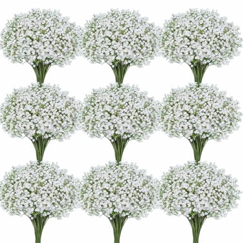 Cherica 50 Pcs Baby Breath Artificial Flowers Fake Babys Breath Gypsophila Flowers Bulk Realistic Artificial Flowers Bouquet Flores Artificiales para Decoracion for Wedding Party Home Decoration