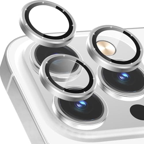 CloudValley Camera Lens Protector for iPhone 13 Pro iPhone 13 Pro Max 9H Tempered Glass Film Aluminum Alloy Lens Protective Cover Silver