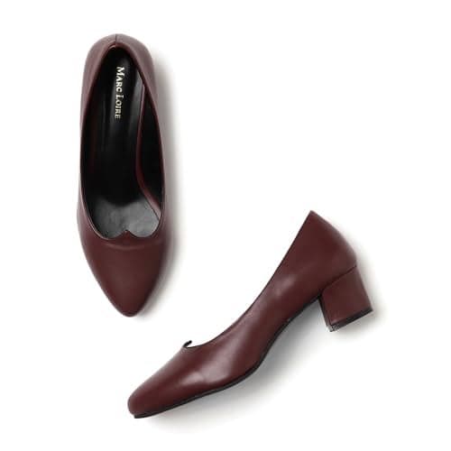 Marc Loire Women's Formal Block Heel Pump Shoes for Office, Party and Formal Occasions. (Maroon, 5)