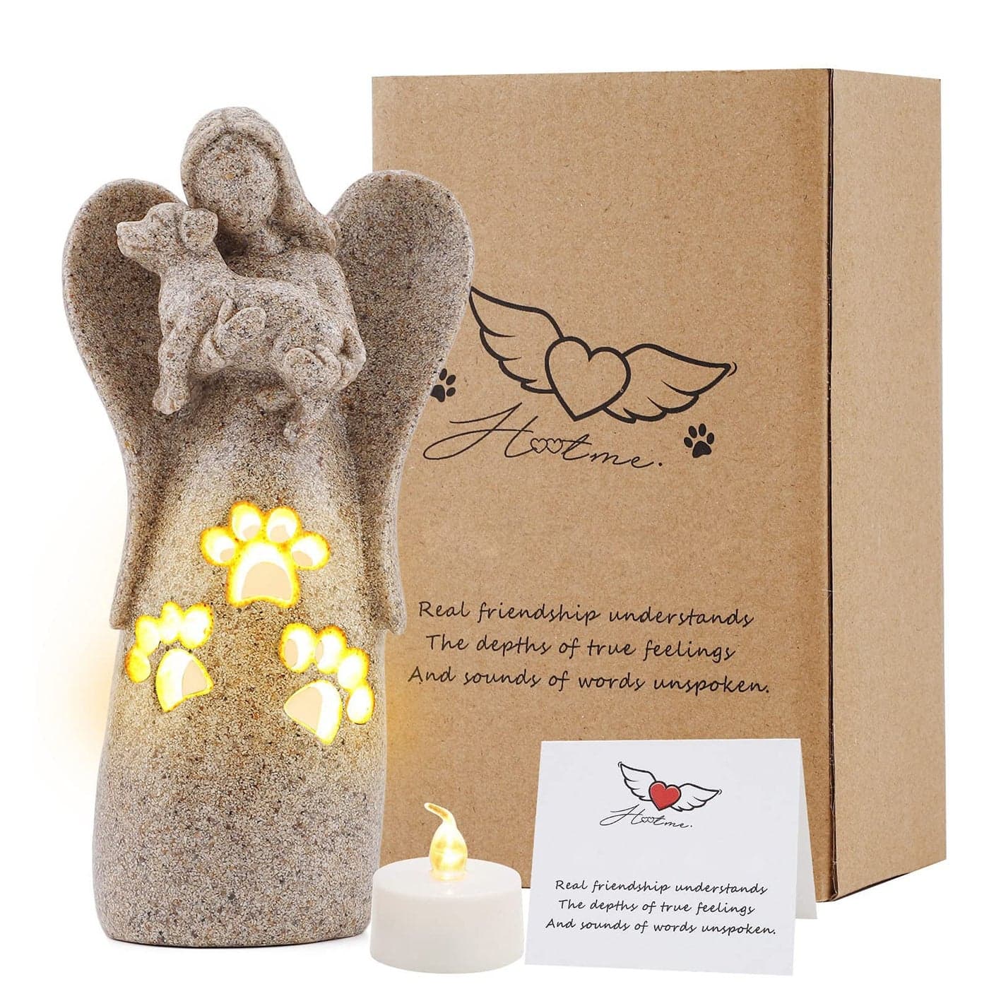BEARAE Dog Memorial Gifts for Loss of Dogs Pet Loss Sympathy Gifts Dog Passing Away Bereavement Gift Remembrance Grieving Dogs Angel Candle Holder Figurine Statue for Pet Lover