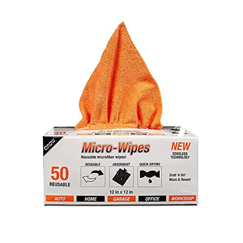 Eurow 200GSM Microfiber Cleaning and Drying Cloths with Dispenser Box, Reusable, Streak-Free, Scratch-Free, Ultra Absorbent, Edgeless for All Surface Types, 12x12in, 50-Pack, Orange