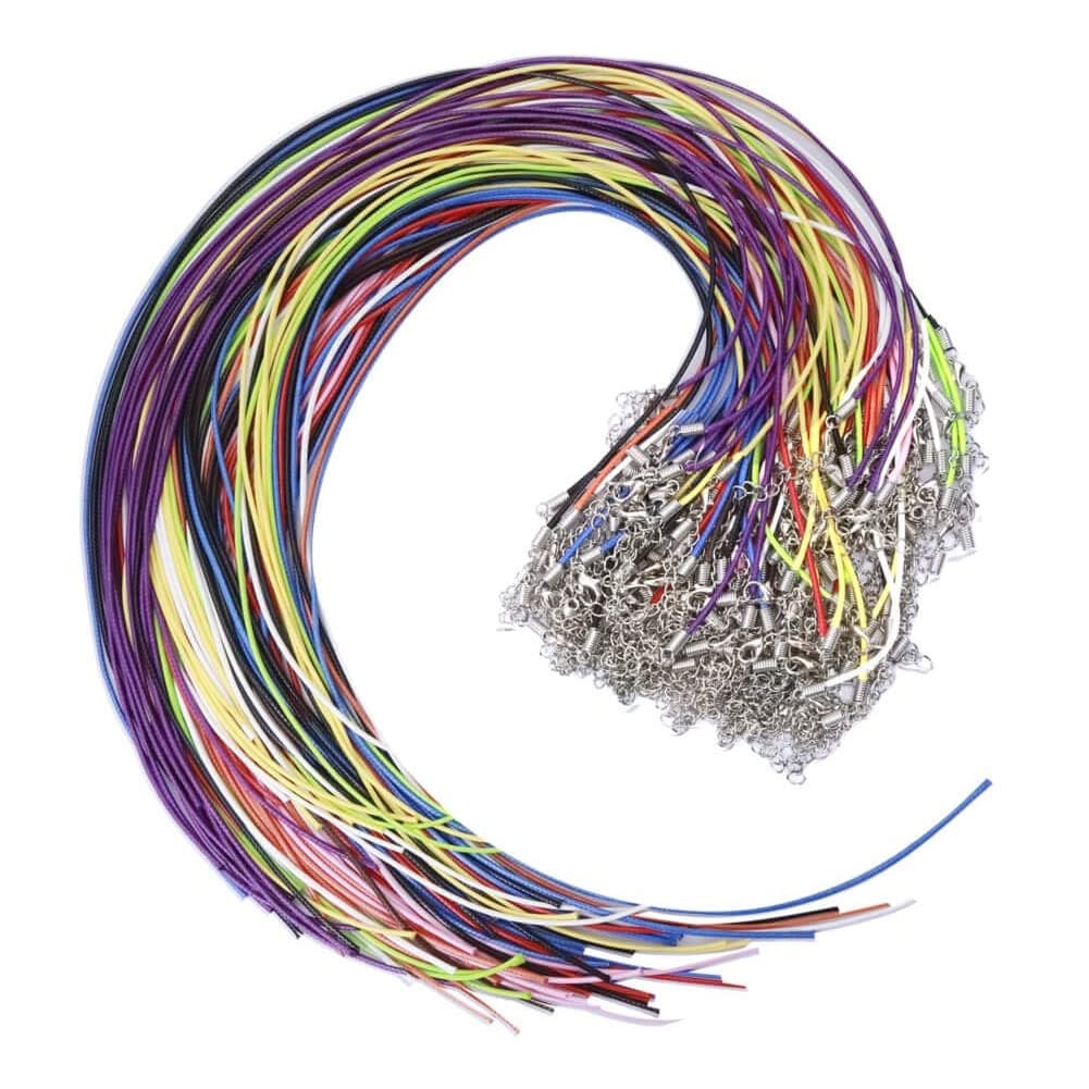 Selizo 100Pcs Necklace Cord String with Clasp Bulk for Jewelry Making and Bracelet Multicolor