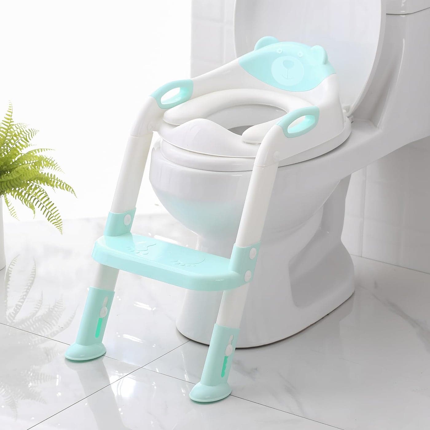 Potty Training Seat with Step Stool Ladder SKYROKU Potty Training Toilet for Kids Boys Girls Toddlers Comfortable Safe Potty Seat with AntiSlip Pads Ladder Blue
