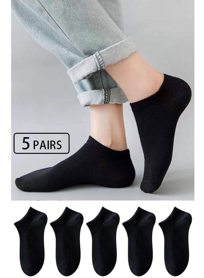 5 Pack Socks For Women Black Ankle Socks No Show Casual Soft Cotton Socks Soft Low Cut Socks
