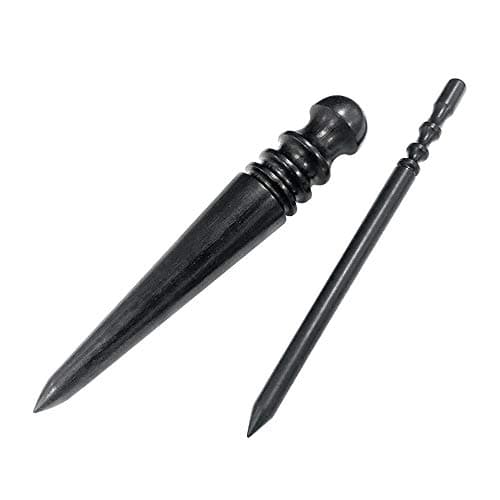 OWDEN Professional 2Pcs.Leather Edge Burnisher Ebony Wood Edge Slicker Leather Craft Tool Polished Grinding Tool,Round Head Leather edge burnish working tool,Leather Tool