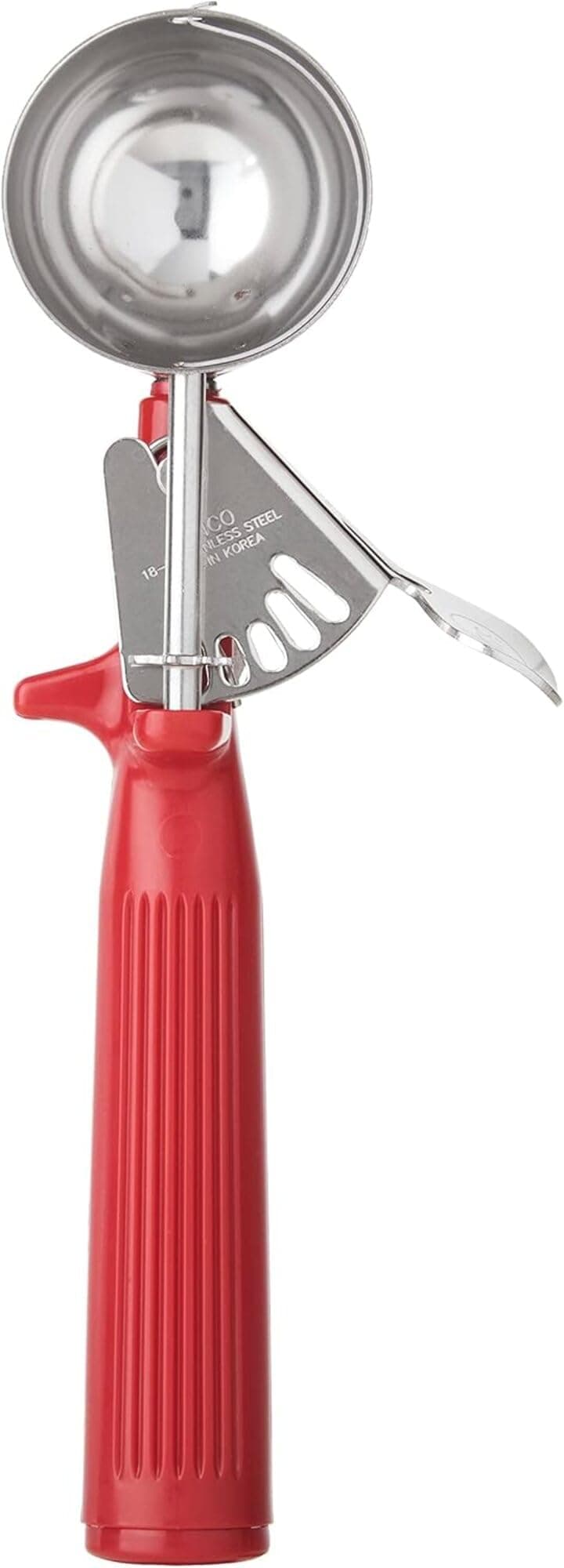Winco Ice Cream Disher with Red Handle Size 24