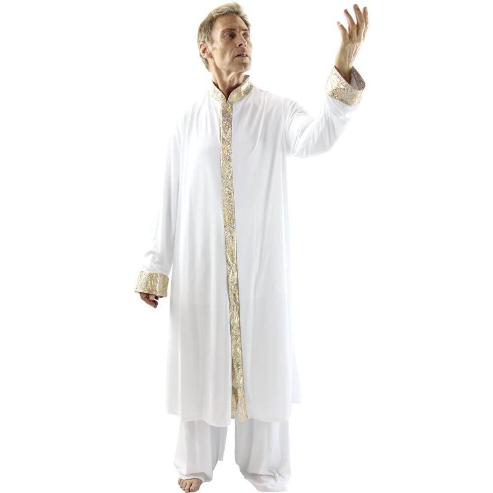 Danzcue Mens Worship Dance Stained Glass Robe WhiteGold LXL