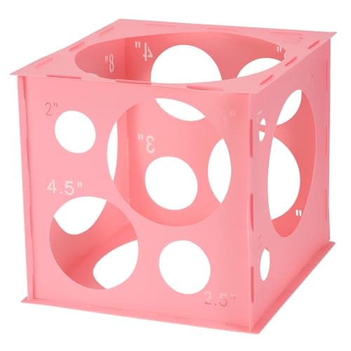 Auihiay Plastic Balloon Sizer Box Cube Pink Collapsible Balloon Size Measurement Tool for BalloonArches BalloonTowers BalloonColumns and BalloonDecorations 210 Inch