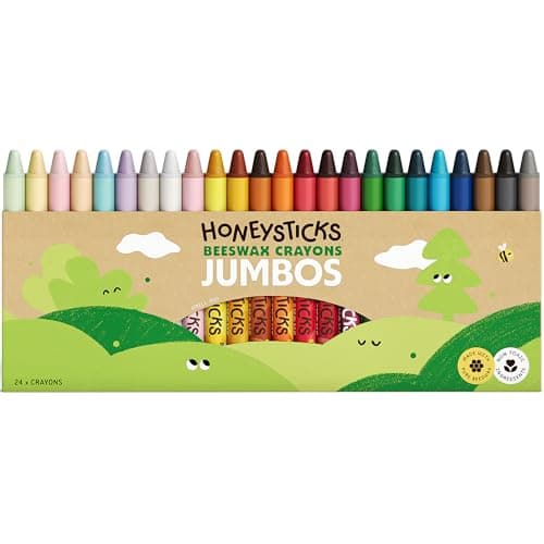 Honeysticks Jumbo Crayons 24 Pack Non Toxic Crayons 100 Pure Beeswax and Food Grade Colors 24 Bright Colors Large Easy to Hold and Use Preschool Art Supplies for ToddlersKids 35 48
