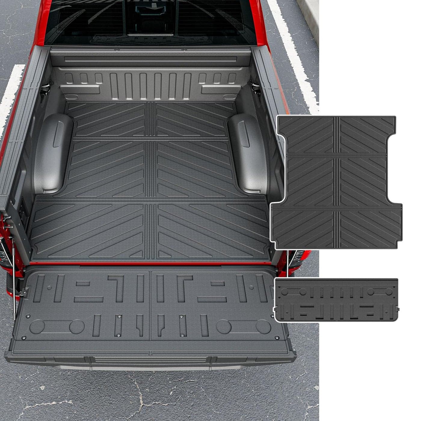 powoq 55FT Truck Mat Compatible with 2021 2022 2023 2024 2025 Ford F150 Truck Bed Mat TPE Tailgate Liner Replacement for 20212025 Ford F150 Accessories 55FT Bed MatTailgate Mat