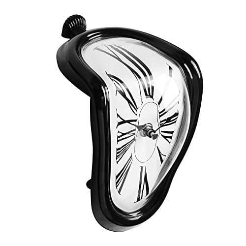 Petilleur Dali Watch - Melting Clock Surrealistic Table Shelf Desk Fashion Melted Salvador Dali Distorted Home Decoration (Black)