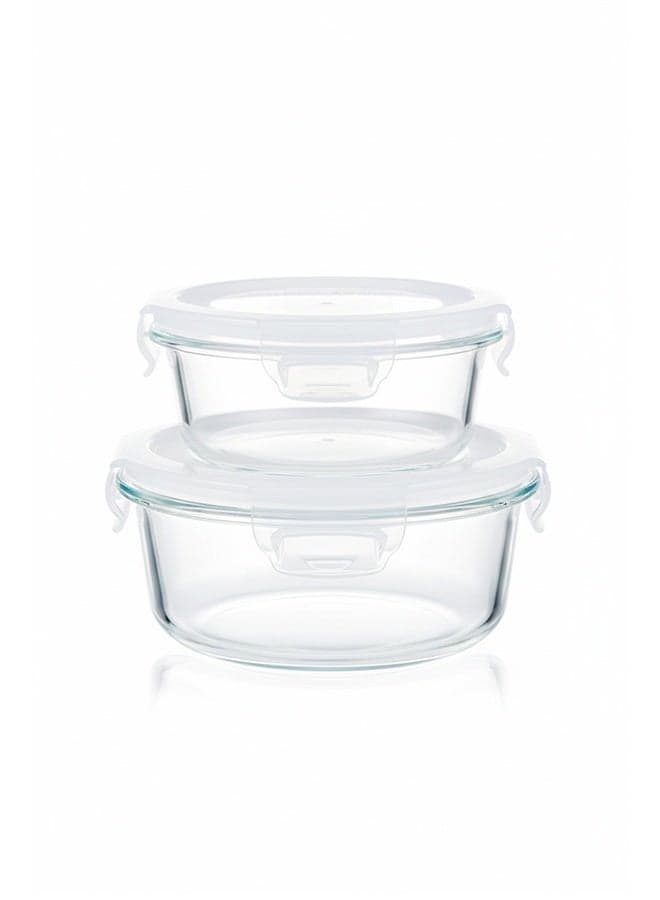 2 Set of Airtight Glass Food Containers – Microwave & Refrigerator Safe Storage Boxes