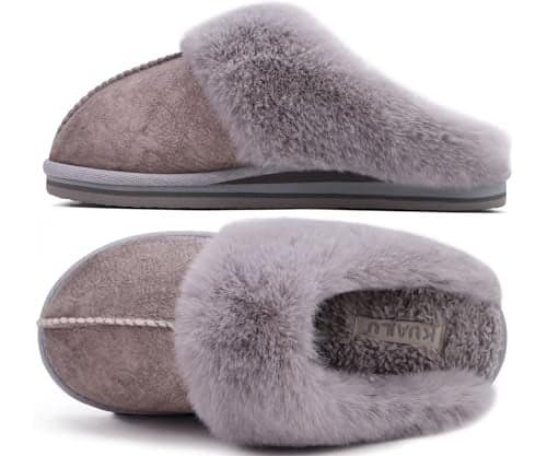 KuaiLu Christmas Stocking Stuffers for Women 2024 Xmas Holiday Birthday Best Presents Ladies Slippers Mom Wife Grandma Girlfriend Sisters Adults House Shoes Regalos navideños mamá Grey 11