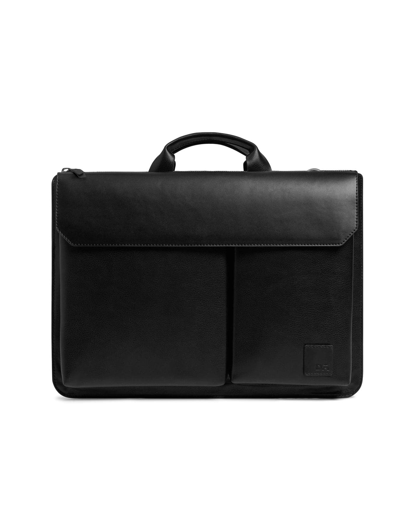 DailyObjects Leather Urban Tech Briefcase Bag (7L) Laptop Messenger Bag Sturdy Handle, Detachable Strap, Magnetic Closure & Trolley Sleeve, Compatible 14" Macbook & 14.5" Laptops - Unisex, Black