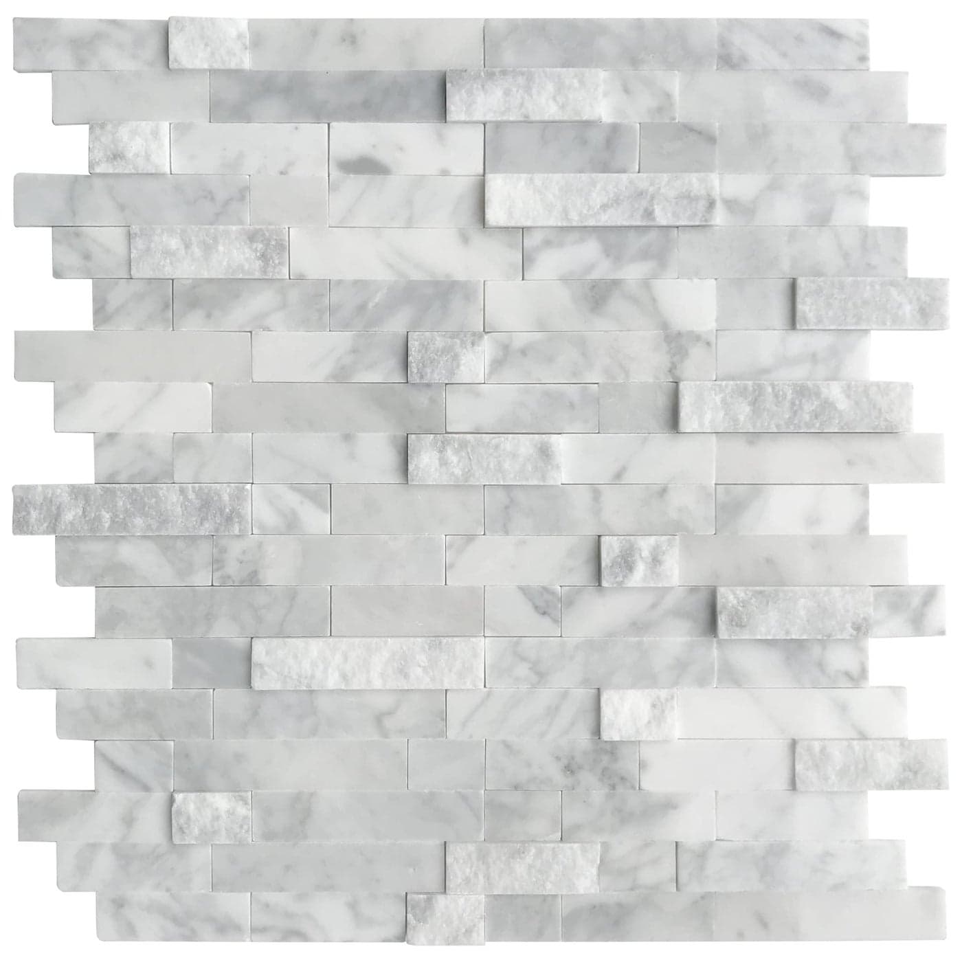 SUNWINGS 5Sheet Peel and Stick Mosaic Natural 3D Stone Self Adhesive Marble Tiles 115 x 107 Stick on Backsplash for Kitchen Bathroom Fireplace Vanity Mixed Gray