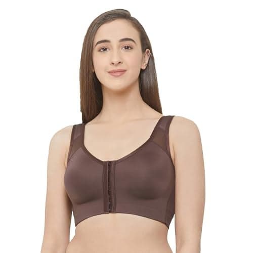 SOIE Front Closure Bra for Women|Full Coverage|Non-Padded & Non-Wired|Cross Back Support & Posture Corrector|Everyday Bra(CB-334 Fudge 4XL)