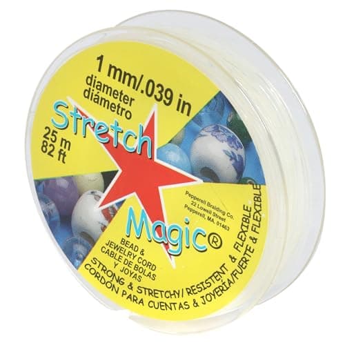 Stretch Magic Elastic Beading Cord – Clear Color, 1mm in Diameter, 25-Meter (82 ft) - Easy to Knot, Strong & Stretchy String for Making Beaded Jewelry