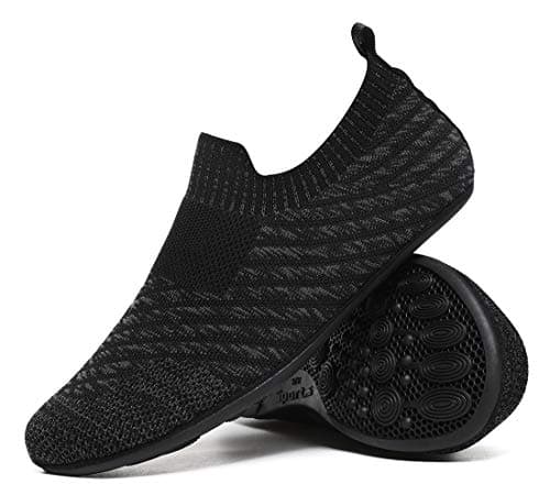SLEVEL Lightweight Non Slip Travel Indoor Grip House Slipper Socks Unisex Adult Around The House Floor Home Shoes for Women Men (SL20005BlackGray41)
