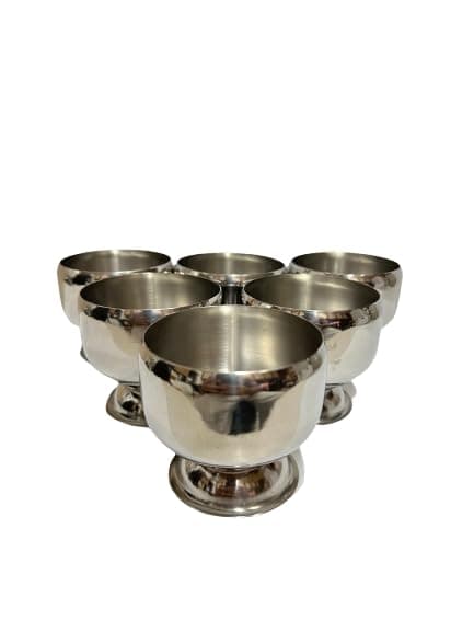 Dynore Stainless Steel Apple Design Ice Cream Cups Serving Bowls and Soup Bowl for Ice CreamSaladFruit and Pudding Set of 6