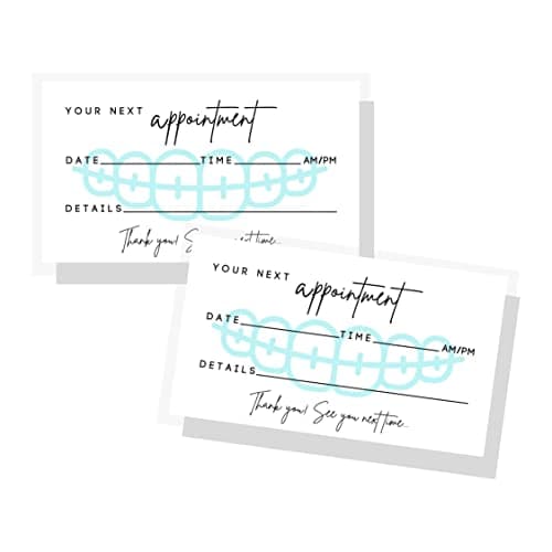 Dental Appointment Reminder Cards | 50 pack | Teeth Whitening, Dental Office, Client Reminder, Patients, Pediatric Dentist, Orthodontics Braces, Bulk 2x3.5” Minimalist