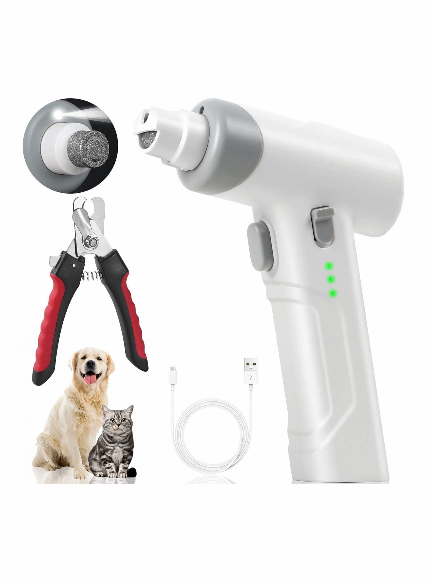 Dog Nail Grinder 3 Speed Pet Painless Paws Grooming Professional Quiet Powerful Electric Trimmer