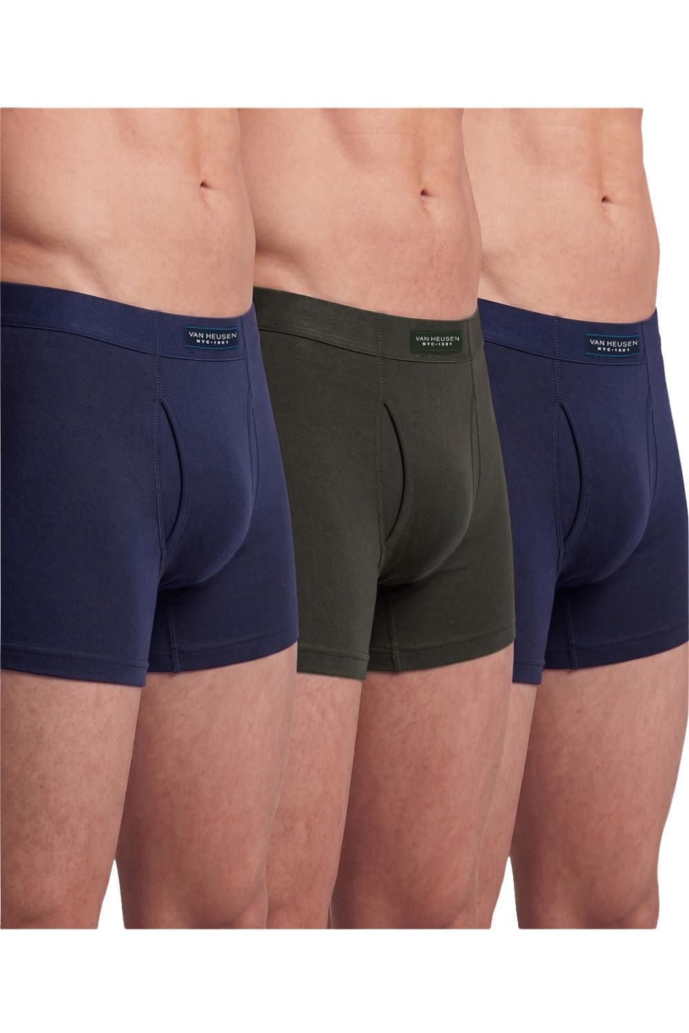 Van Heusen Men Boxer Briefs - 100% Combed Cotton - Pack of 3 - Anti Bacterial, Colour Fresh, Moisture Wicking_10031_Dark Navy, Dark Navy, Peat_M