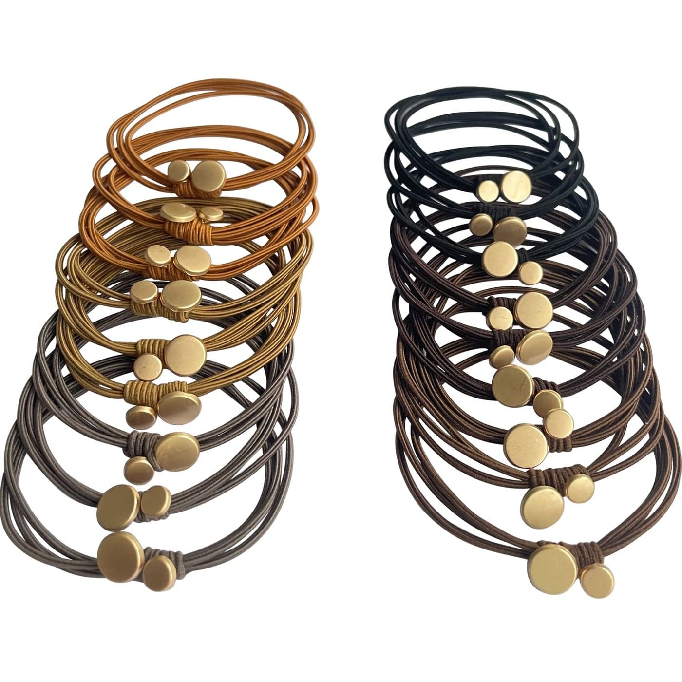 UDeBe 18PCS Hair Tie Bracelets with Metal Circle Fashion Hair Ties Elastics Basics
