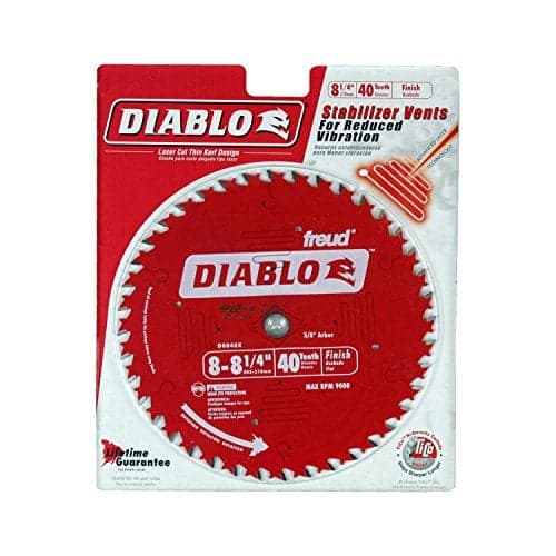 Diablo Finishing Saw Blade for Wood - 8-1/4" Diameter, 40 ATB Teeth, 5/8" Arbor, 9000 Max RPM - D0840X