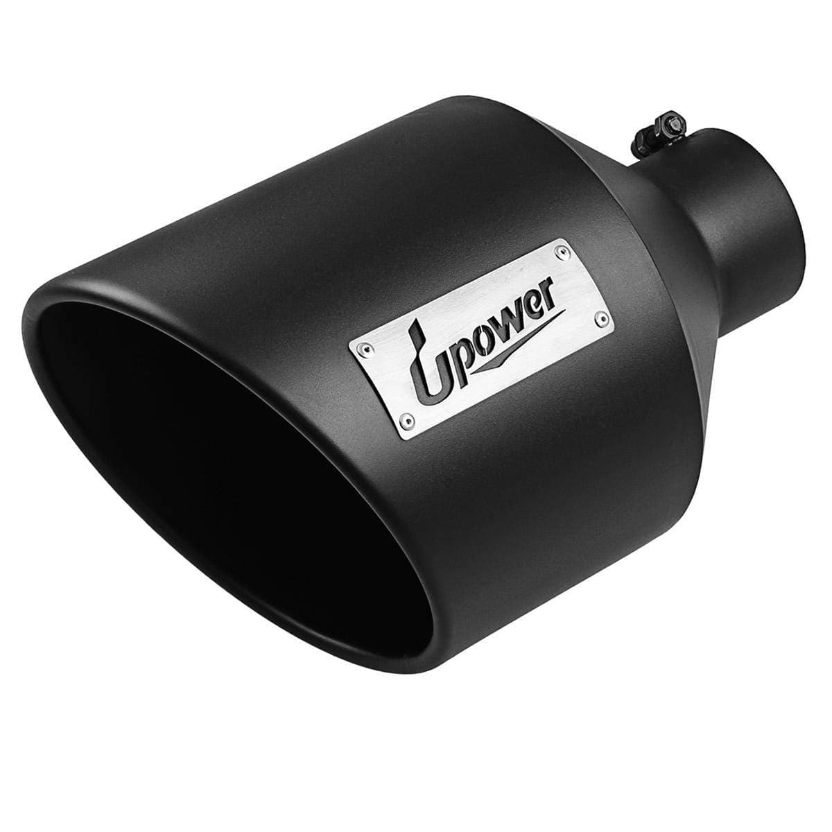 Upower Exhaust Tips 4 Inlet 10 Outlet 15 Black Long Stainless Steel BoltOn