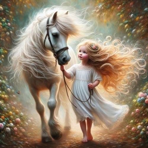 Yezavesu Diamond Art Kits for Adults Horse Diamond Painting Kit for Beginners 5D DIY Round Full Drill Painting with Gem Art Craft Kits for Home Wall Decor 14x14 Inch