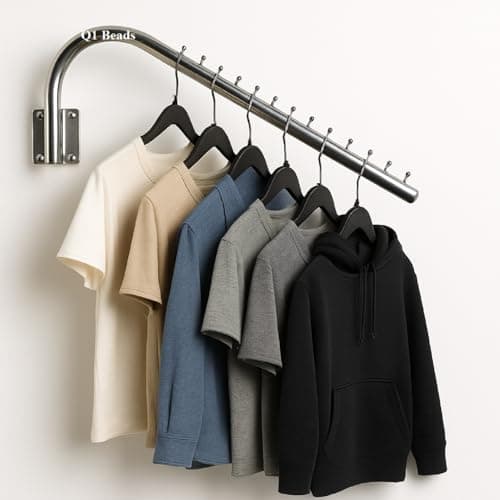 Q1 Beads Steel Wall Mount 12 Pin Swivel Hook Hanger Rail for Display Wall Drope Hanger for Clothes Hanging(1 Pack, Chrome)